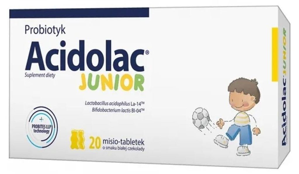 POLPHARMA ACIDOLAC JUNIOR Bärchen-Tabletten Probiotikum für Kinder weiße Schokolade 20 Tab.