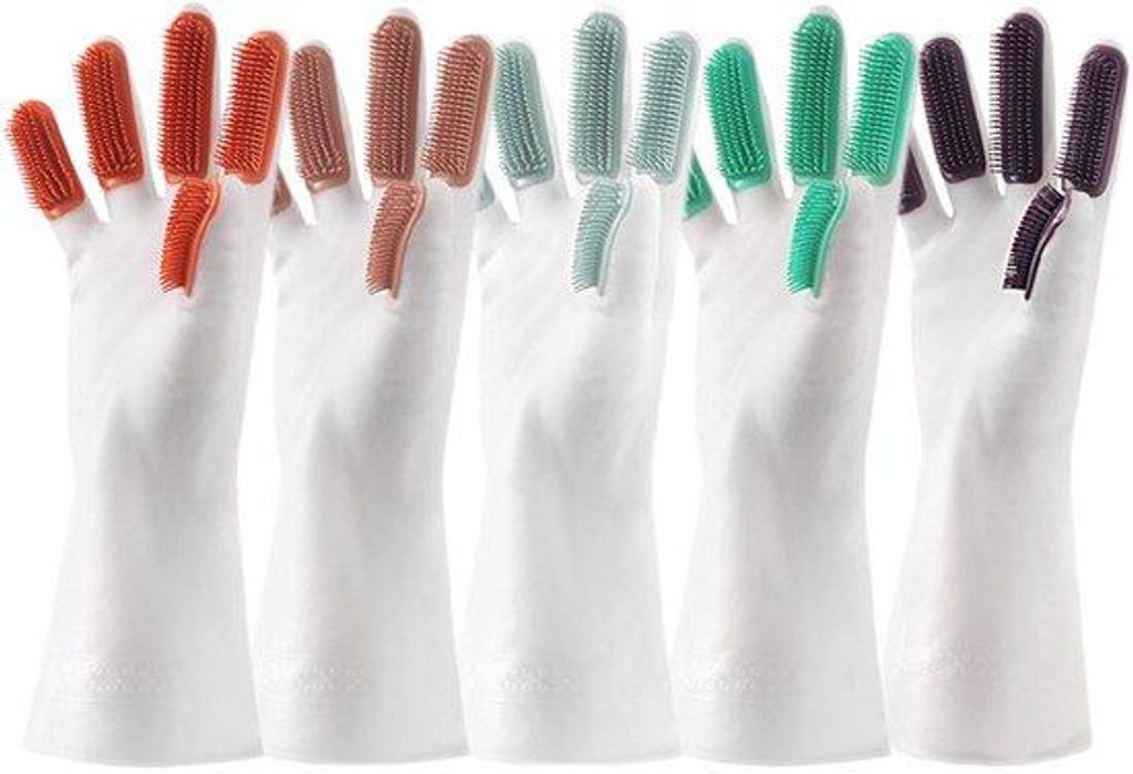5 paar Gummihandschuhe - ideal für Spülen, Reinigen, vielseitige Haushaltsarbeiten und Gärtnern - unisex, antislip - große Größe - zufällige...