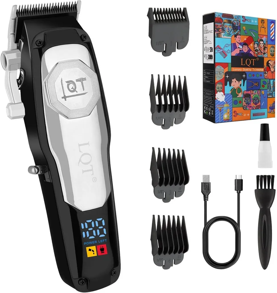 Professionale, tagliacapelli, tagliacapelli per capelli lunghi da uomo - Tagliacapelli da barbiere a batteria con display a LED, ricaricabile - Regali per uomo, marito