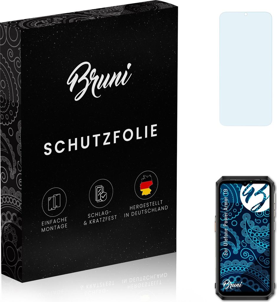 Bruni Basics-Clear 2x Schutzfolie kompatibel mit Ulefone Power Armor 19 Folie
