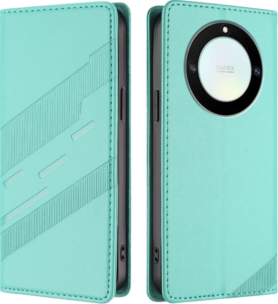 Hülle für Honor X9A/Honor Magic 5 Lite, Kunstleder Brieftaschen Handyhülle mit Kartenfach und Standfunktion Türkis