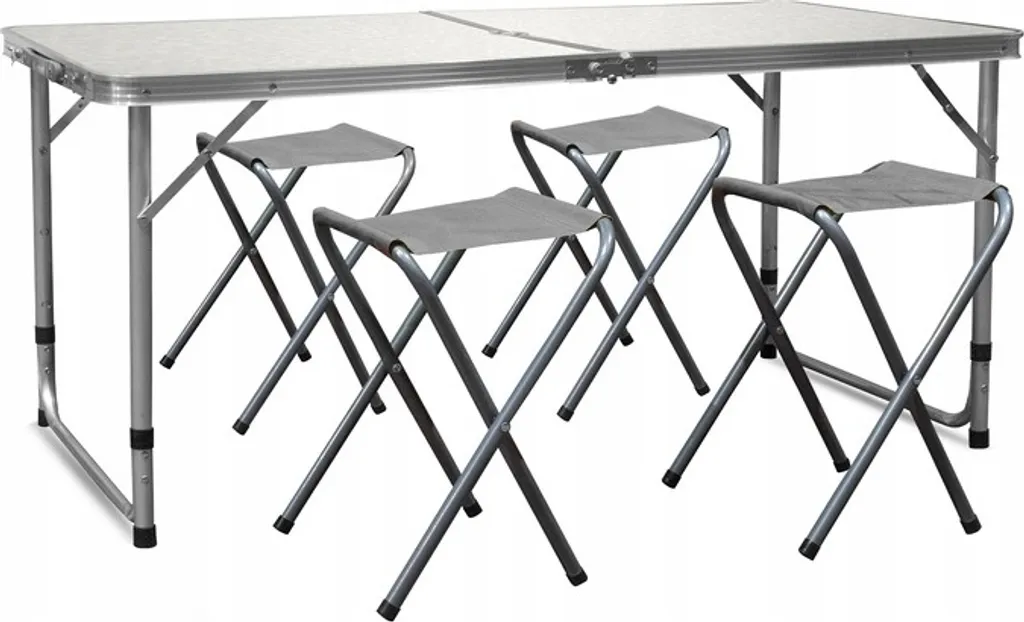 Table de pique-nique pliante 60x120 cm blanche avec structure aluminium