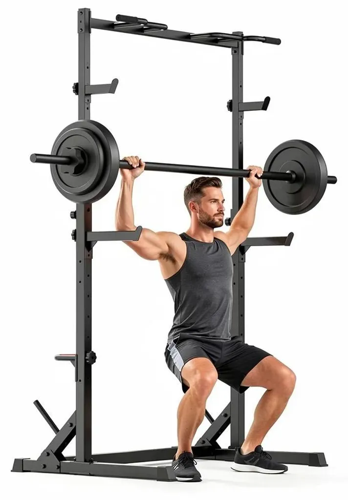 Support Squat Réglable 300kg - Tubes Acier 5x5cm - Station de Force Stable