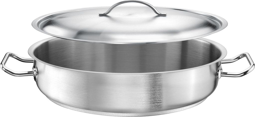 TOMGAST Niedriger Topf 32 cm PRO mit Deckel – Hochwertiger Produktbild 