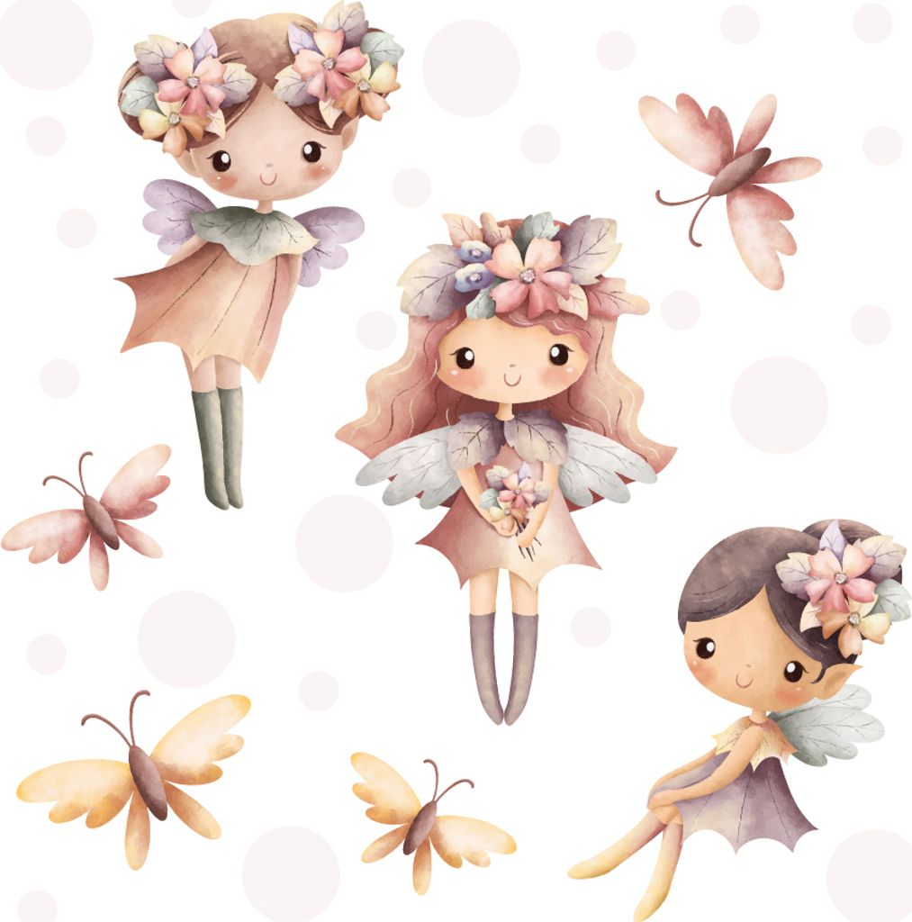 Wandtattoo Feen mit umweltfreundlichen, geruchsneutralen Druckfarben - Wandsticker, Wandaufkleber Kinder 150 x 250 cm