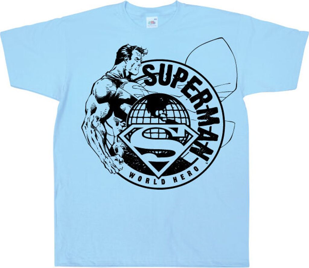 Superman World Hero Sketch - XX-Large - Skyblue