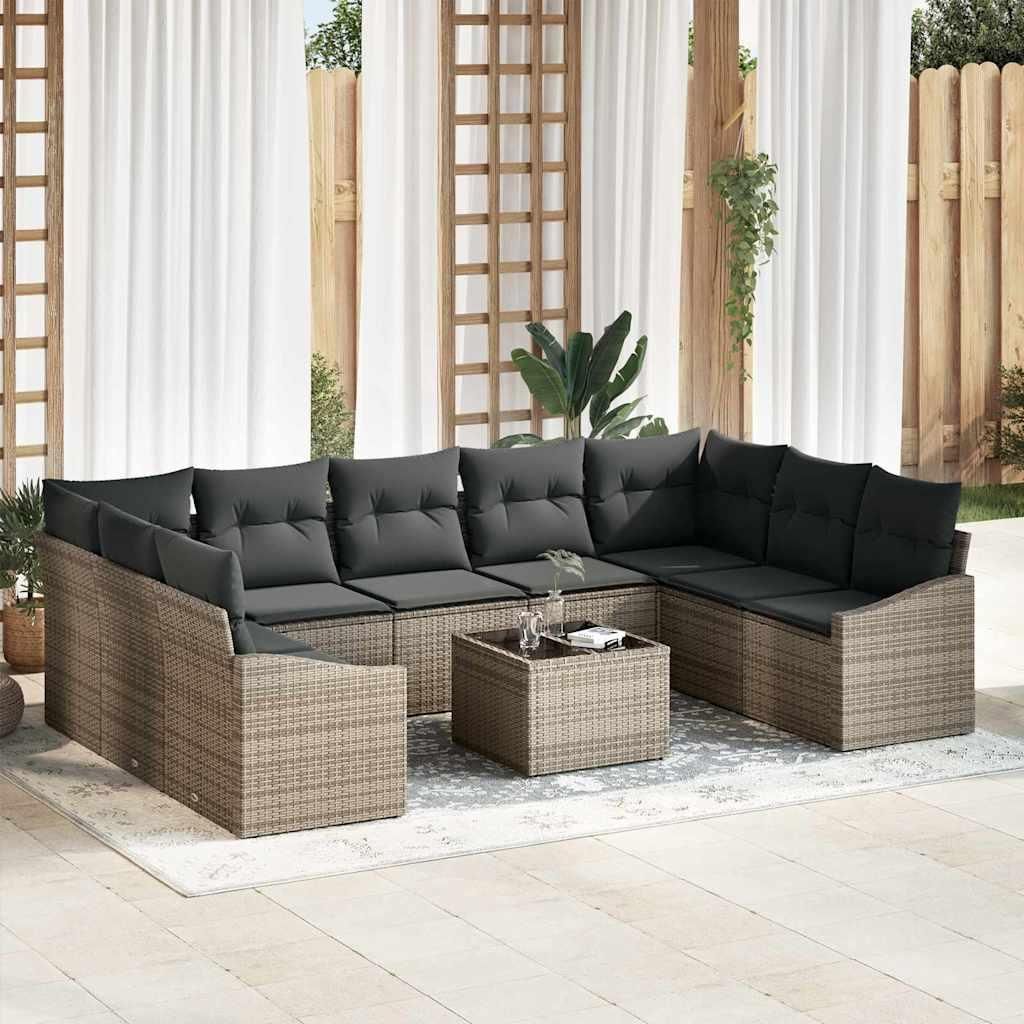 Maison Exclusive - Gartensofa-set mit Speicher Hellgrau Poly-Rattan