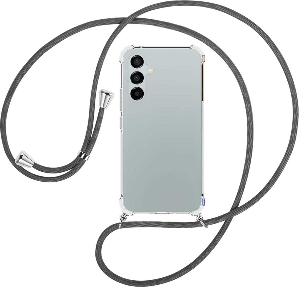 Handykette Backcover-Schutzhülle mit Band (Metall silberfarben) für Samsung Galaxy A54 5G (6.4'') - dunkelgrau
