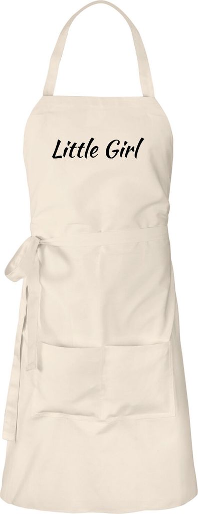 Huuraa Schürze Little Girl Schriftzug Natur mit Taschen Baumwolle Kochschürze Geschenkidee