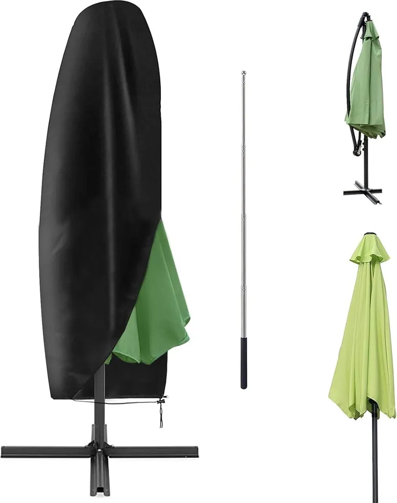 Bâche de protection parasol 265 cm de haut en tissu Oxford noir épais