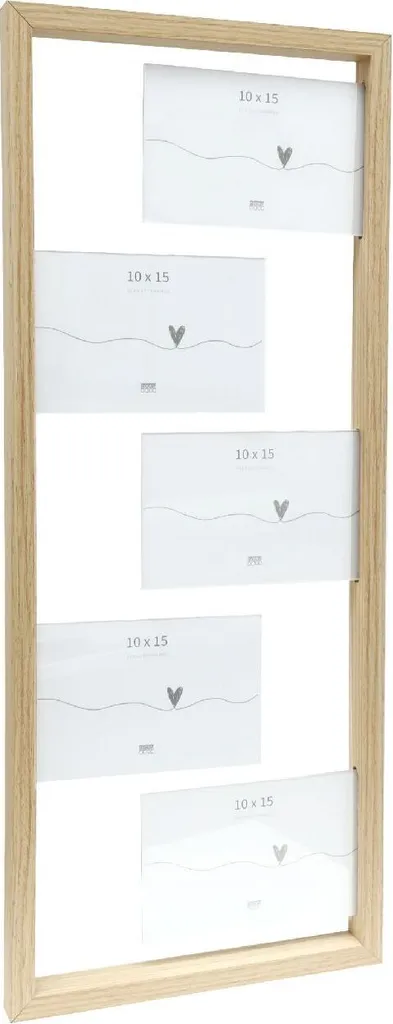 Grand Cadre Multi-Vues en Bois Véritable - Capacité 5 Photos 10x15 cm