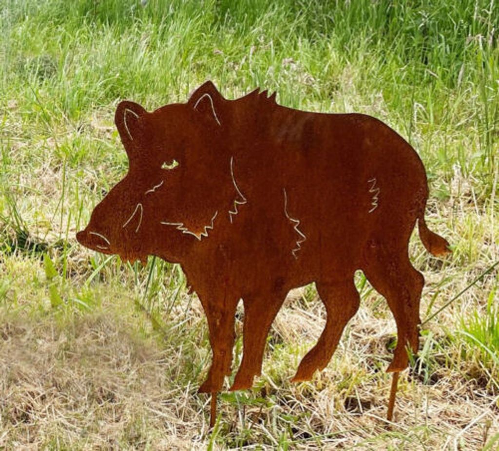 Wildschwein stehend 63x50cm zum Stecken Gartenstecker Produktbild 