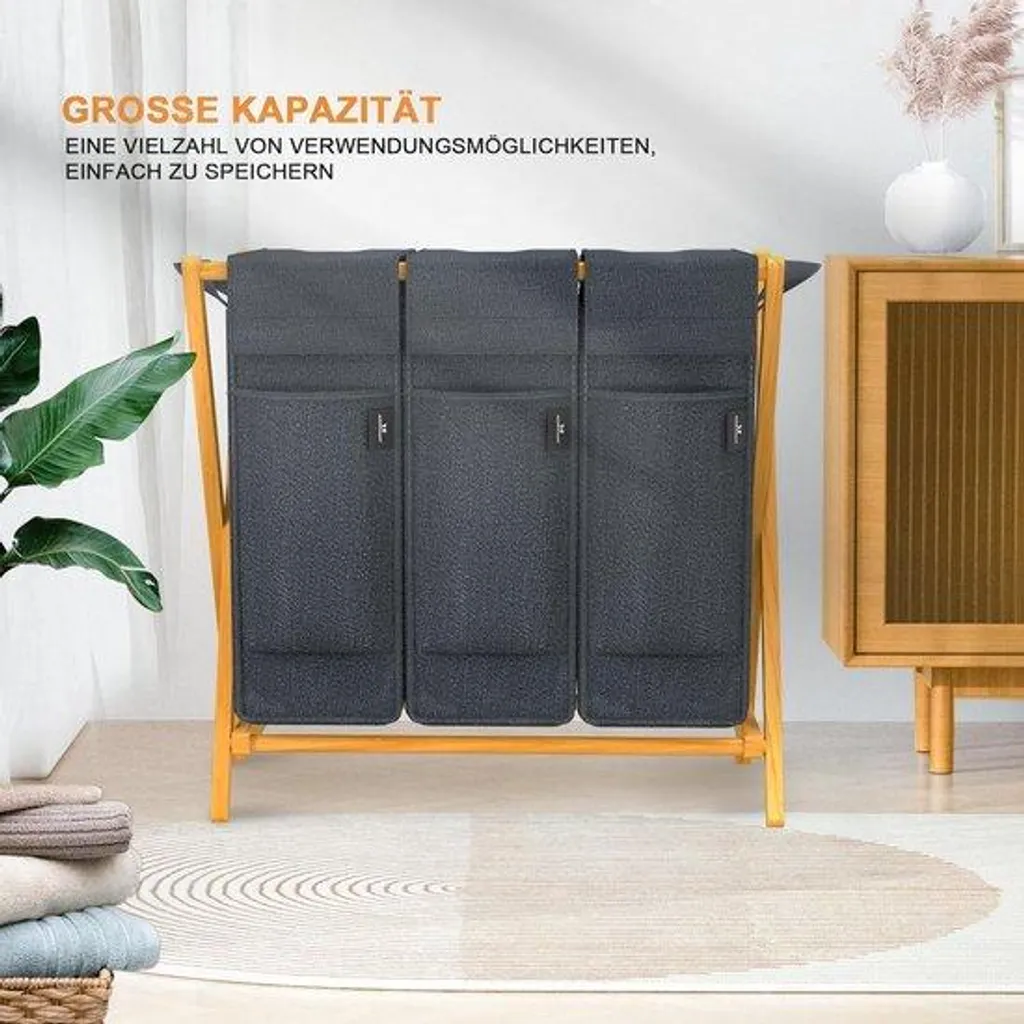 Panier linge bambou Wasbox pour buanderie et salle de bain familiale
