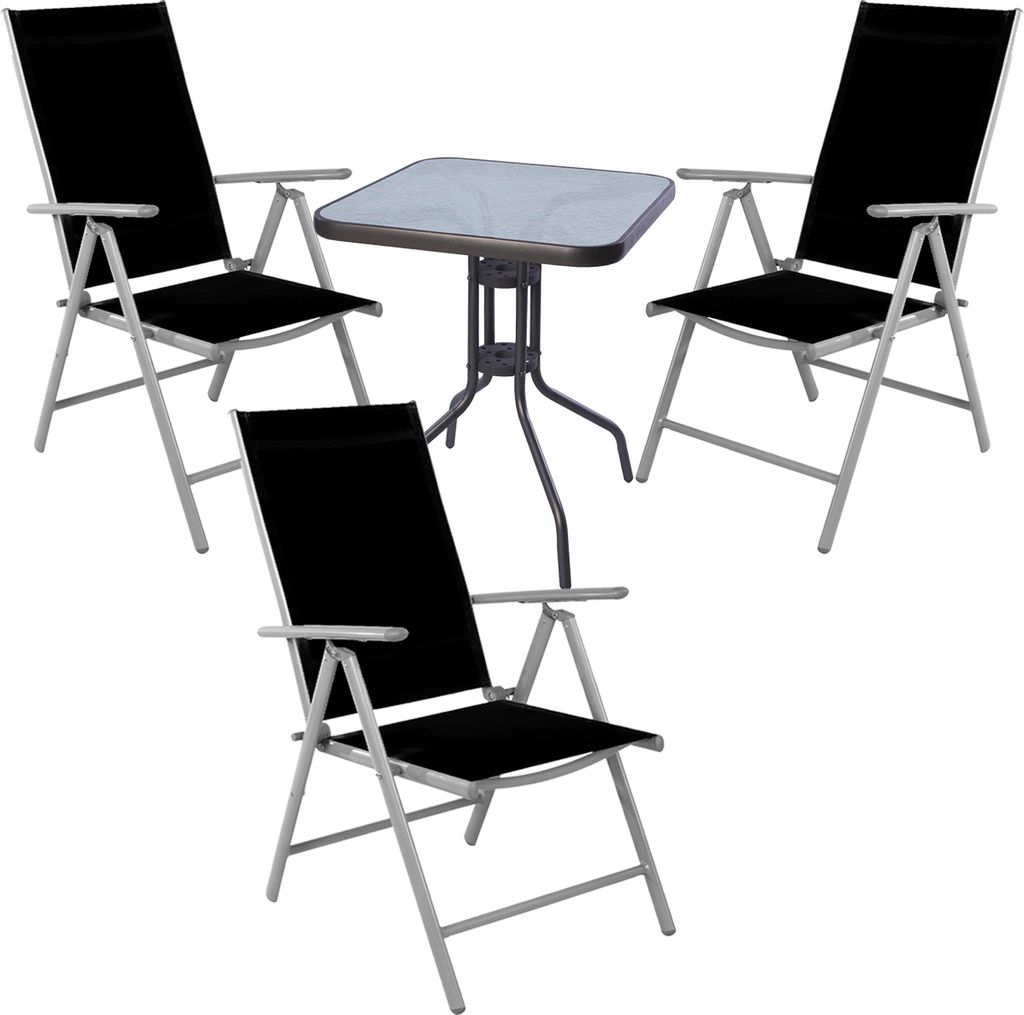 4-tlg Bistro Garnitur Bistromöbel Klappstuhl Sitzgruppe Hochlehner