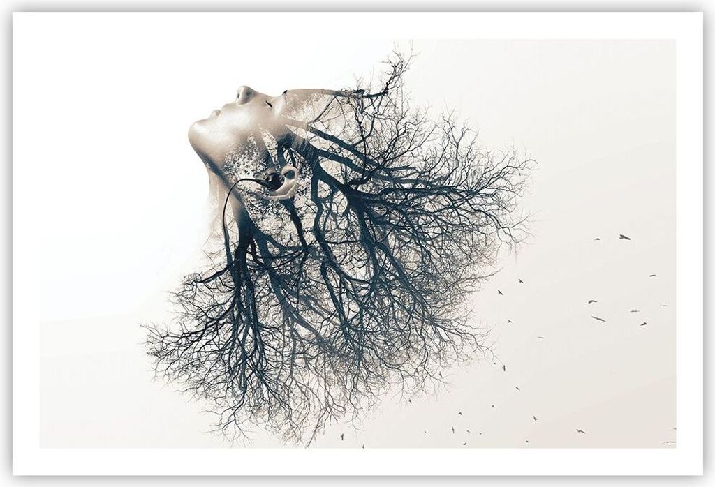Poster - Poster ohne Rahmen - Mädchen Baum Grafik - 91,5x61 Produktbild 
