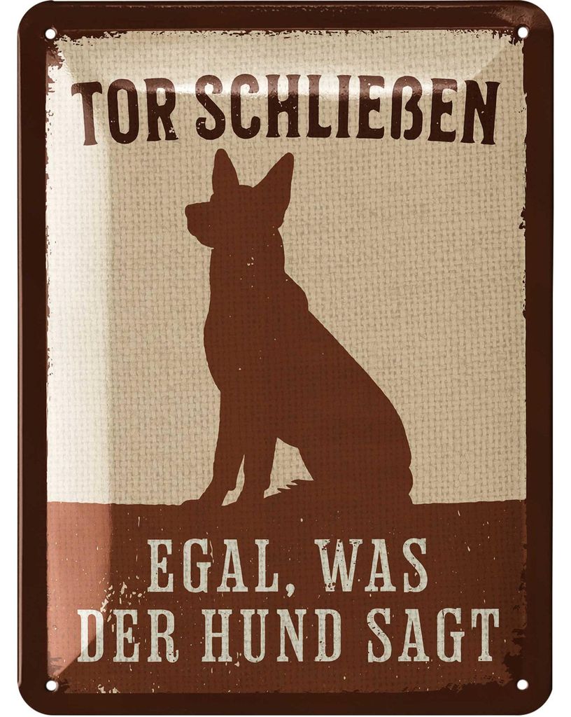 LANOLU retro Blechschild Hund, TOR SCHLIEßEN, Deko Hund Produktbild 