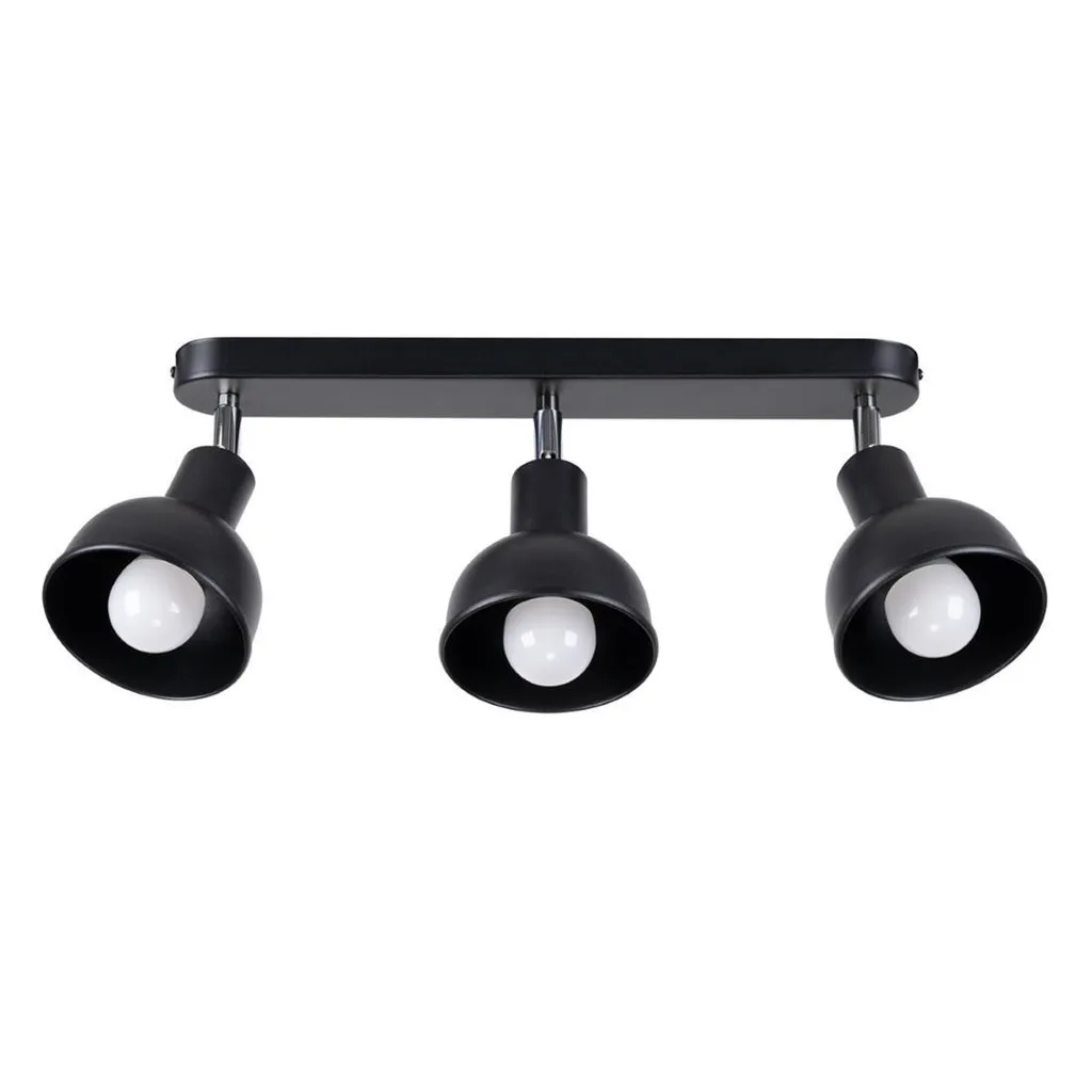 Lampada da Soffitto Moderna ELBA 3 | Acciaio Nero 3 Luci E27 Sollux