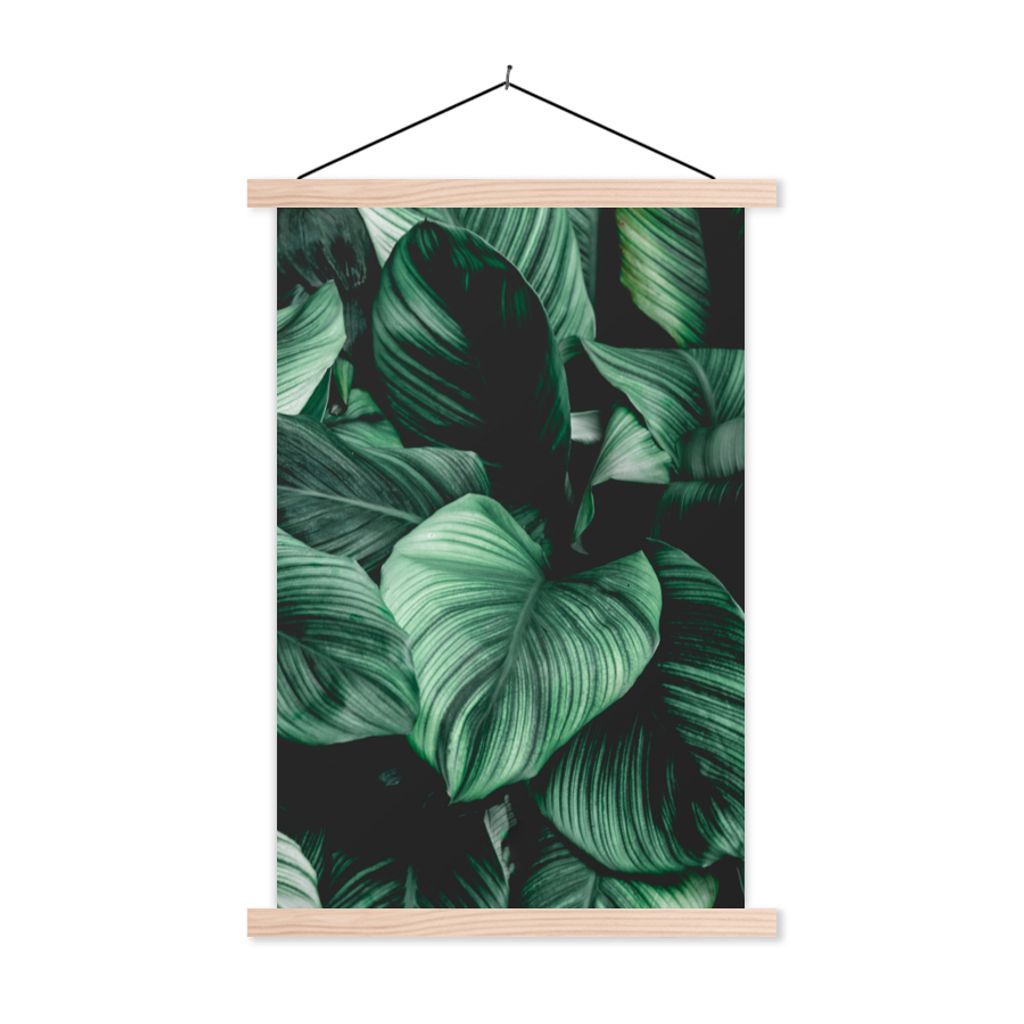 MuchoWow Textilposter Dschungel - Blätter - Tropisch - Pflanzen - Natur 120x180 cm mit holzfarbenen Rahmen - Textil-Plakat