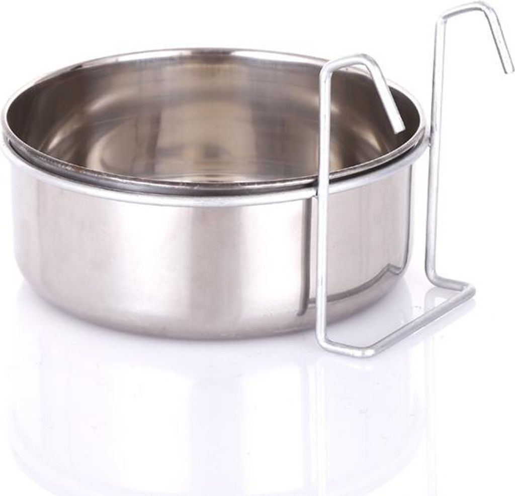 INF Edelstahl Hängenapf - Käfigmontierter Futter- und Wassernapf für Hunde & Katzen L