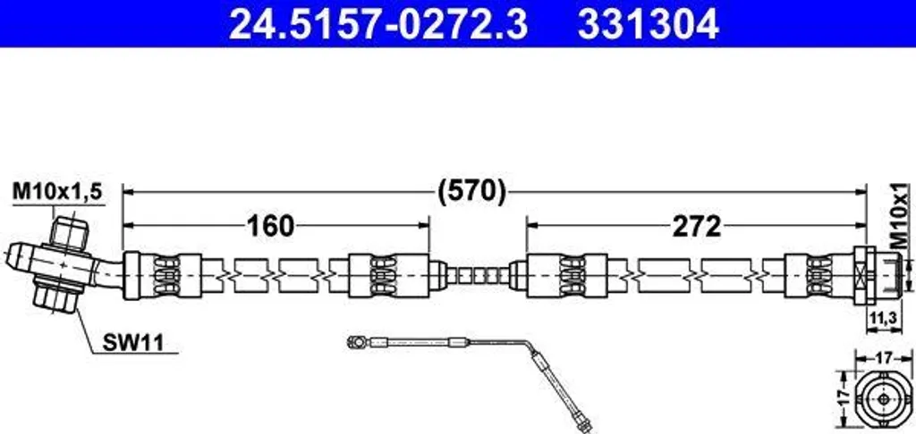 Flexible de frein ATE 24.5157-0272.3 haute résistance pour modèle X5 BMW