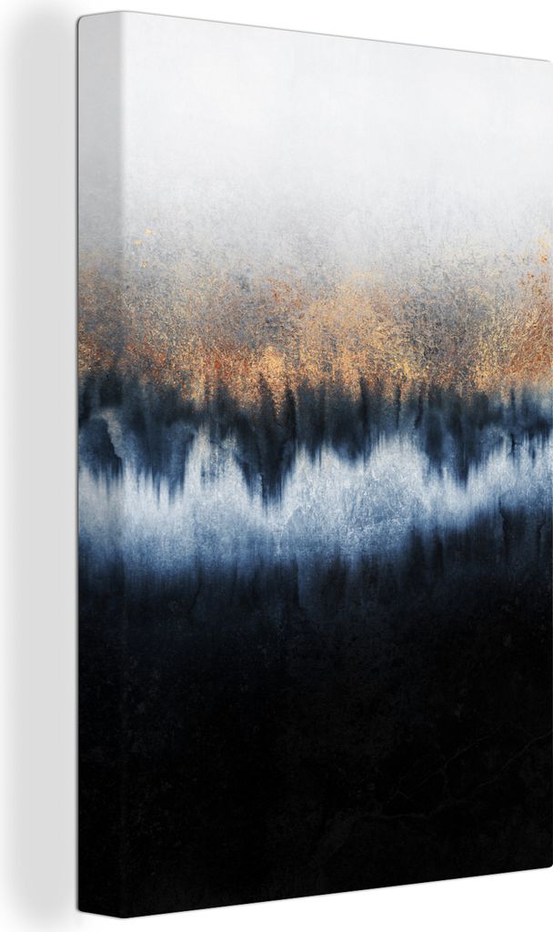 OneMillionCanvasses - Leinwandbilder - 90x140 cm, Abstrakt - Gold - Luxus - Blau, Wandbilder Kunstdruck Wanddekoration - Foto auf Leinwand - Gem...