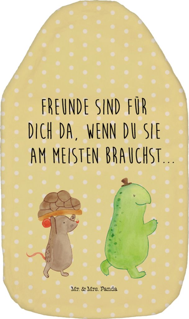 Mr. & Mrs. Panda Wärmflasche Schildkröte Maus - Gelb Pastell - Geschenk, Flauschige, Freunde, Wärmflaschen, gummi, Beste, Wärmekissen, wärmebe...
