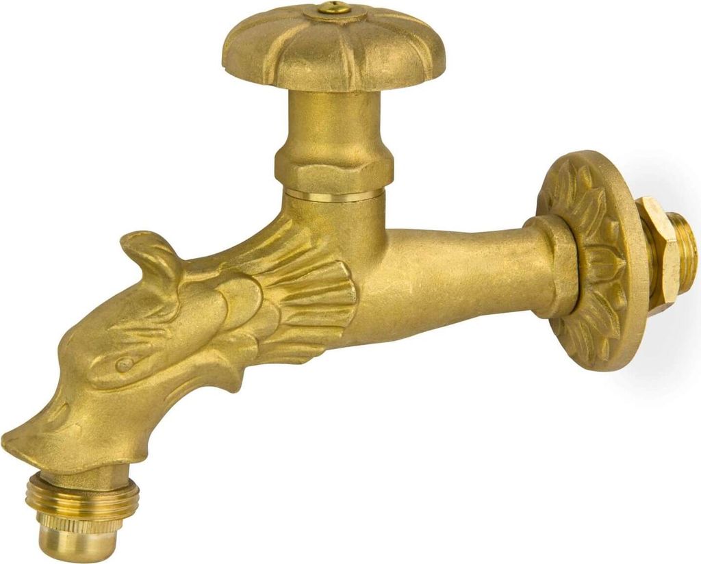 Nostalgie Auslaufventil Drache 1/2 Zoll poliertes Messing