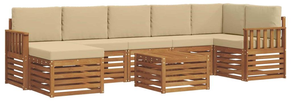 vidaXL Outdoor-Sofagarnitur 8 pcs Natur und Beige Massivholz Akazie