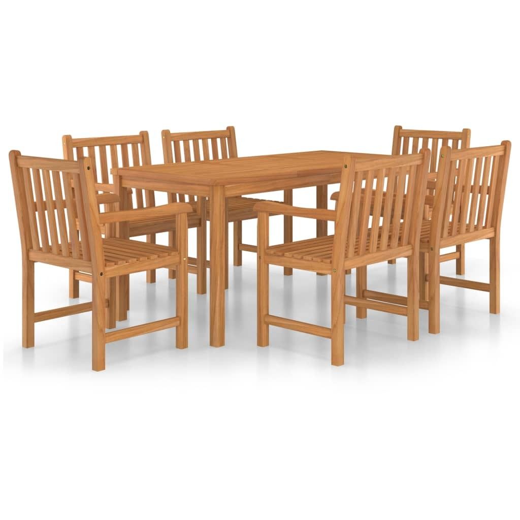vidaXL 7-teiliges Garten-Ess-Set 160 x 80 cm Massivholz Teak