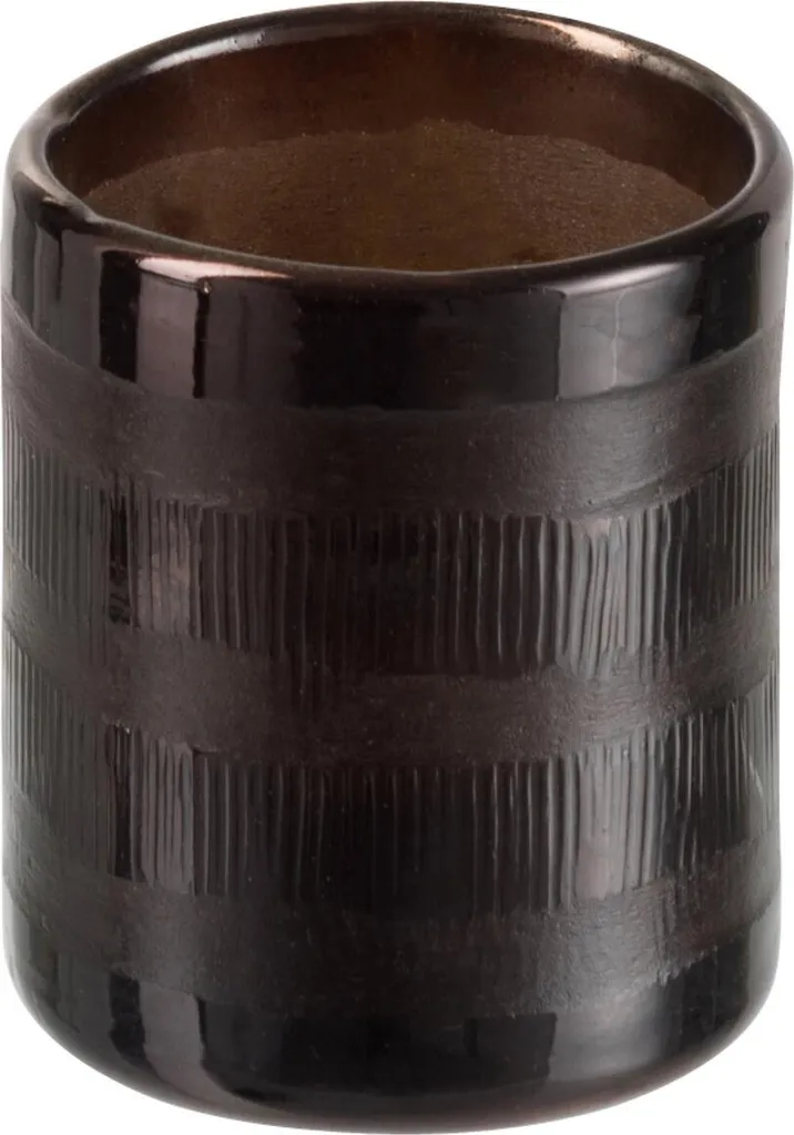 Petit Photophore Marron J-Line Verre Cylindrique Ø 8 cm Finition Ambrée