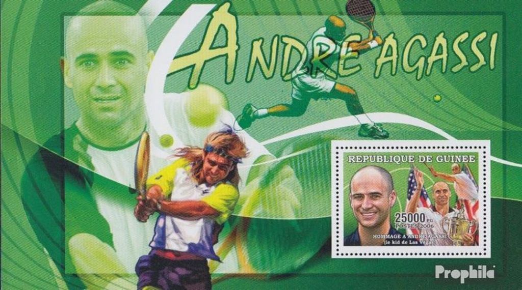 Briefmarken Guinea 2006 Mi Block 999 (kompl. Ausgabe) postfrisch TENNIS - HOMAGE an Andre AGASSI
