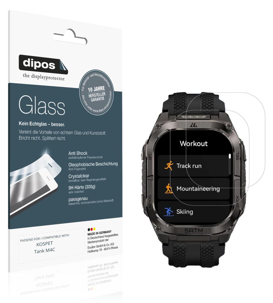 2x Schutzfolie für KOSPET Tank M4C - Anti-Shock 9H Folie dipos Glass Kunststoffglas