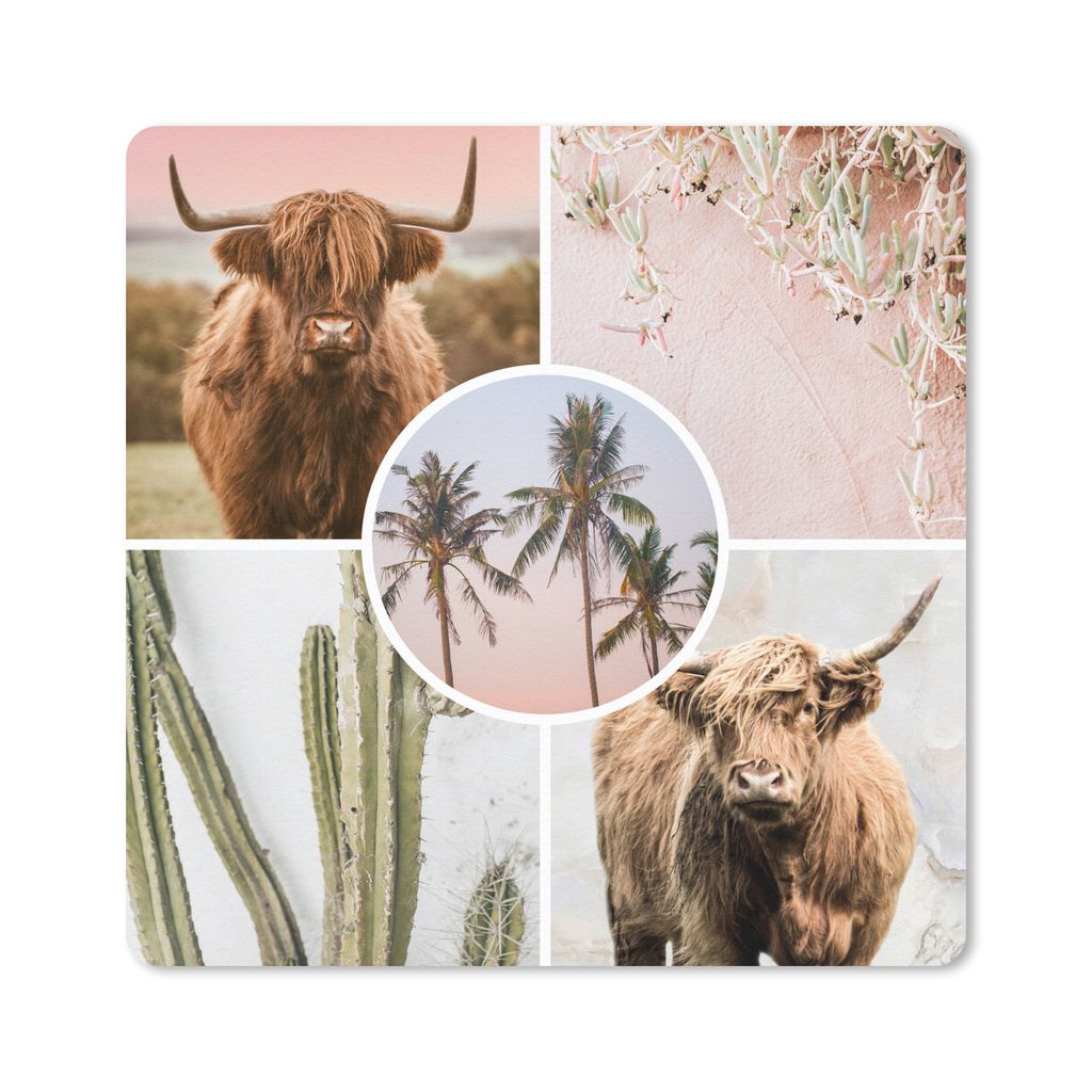 MuchoWow Mauspad Mousepad Schottische Highlander - Collage - Pflanzen 30x30 cm - Mousepads - Maus Mat - Pad - Mausunterlage - Gaming