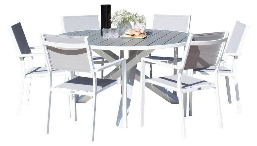 Parma Gartenset Tisch 140x140cm 6 Stühle Copacabana grau.