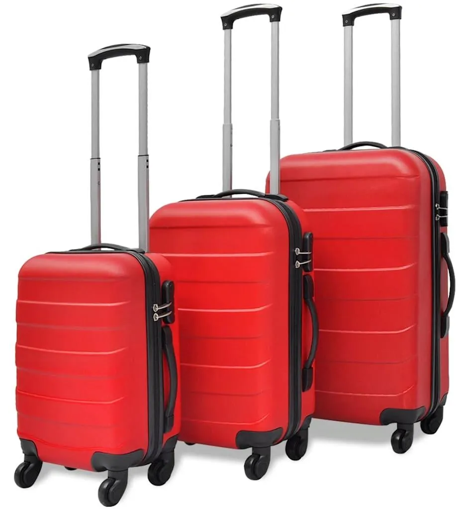 vidaXL Set de 3 valises à coque dure rouge dimensions 45,5/55/66 cm