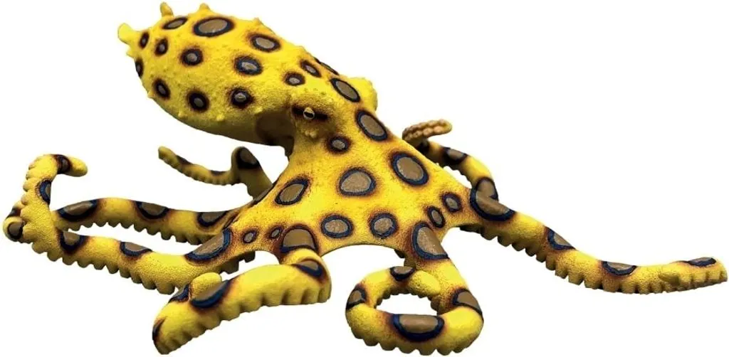 Bullyland 68456 Figurine Pieuvre à anneaux bleus en plastique détaillé