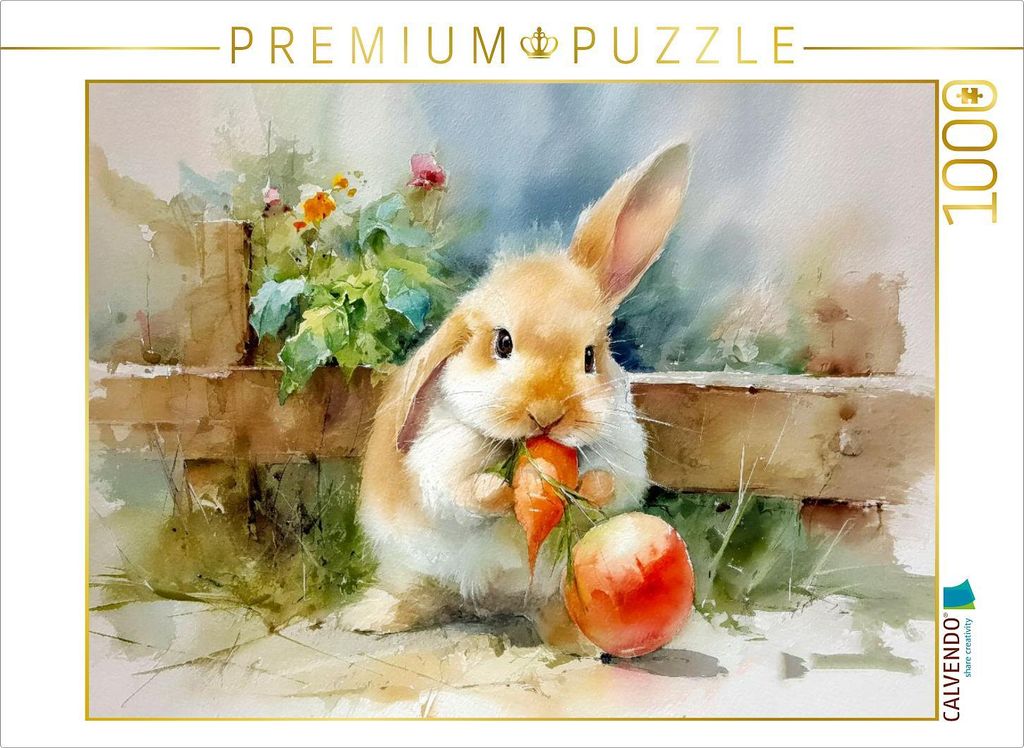 CALVENDO Puzzle Ein kleines Häschen stillt seinen großen Hunger | 1000 Teile Lege-Größe 64x48cm Foto-Puzzle für glückliche Stunden