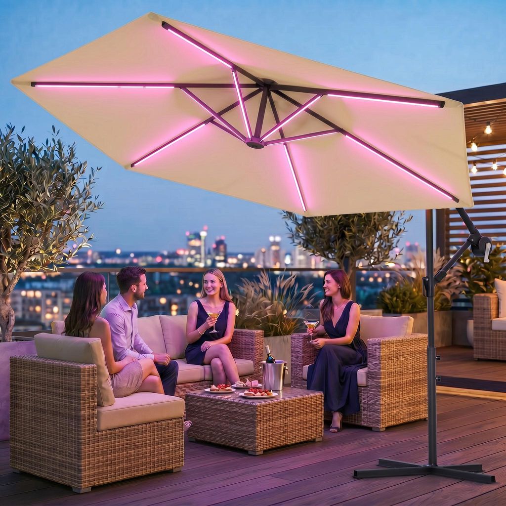 Ombrellone a LED con illuminazione RGB incl. telecomando, Immagine del prodotto 