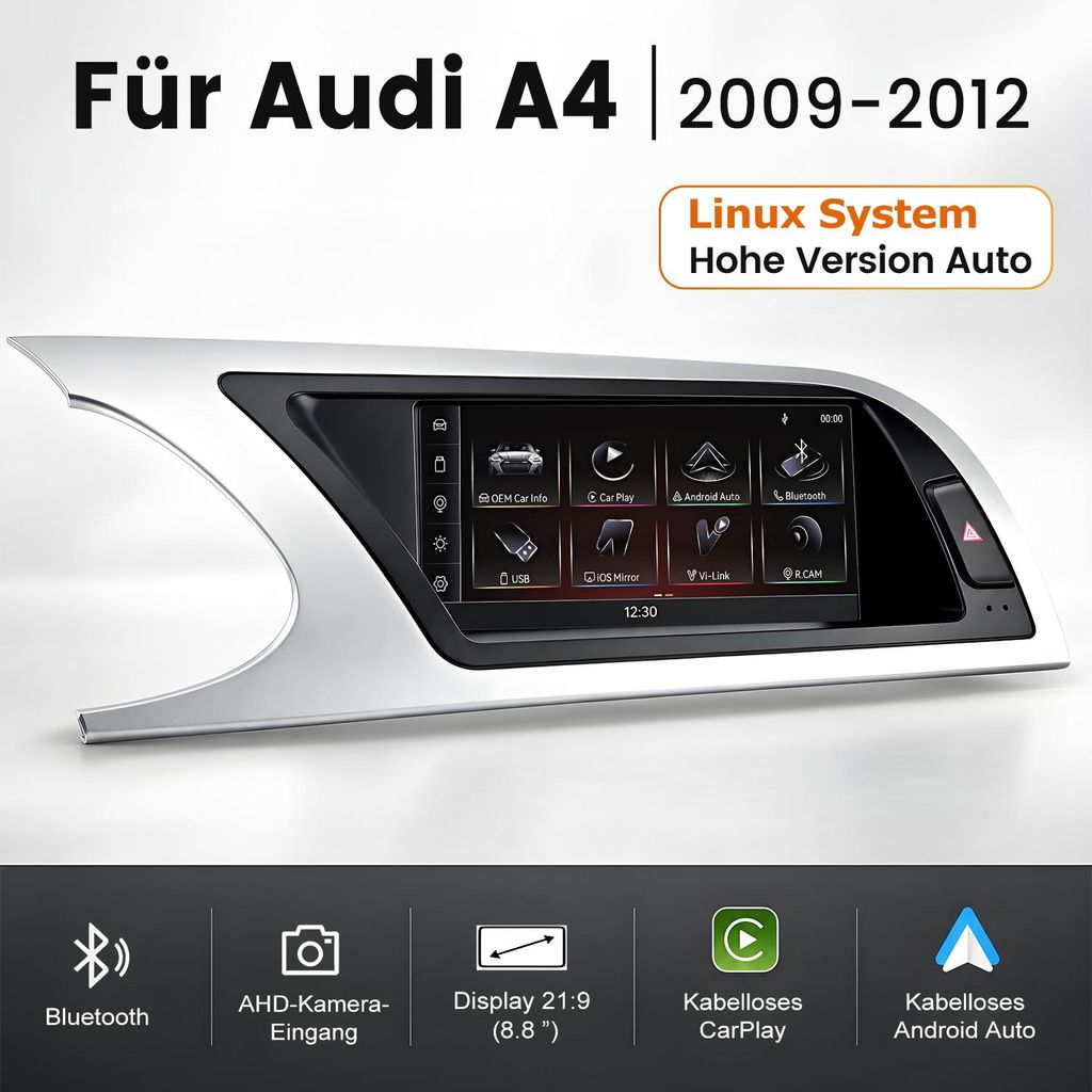 Autoradio Linux de 22,9 cm (8,8 pouces) pour Audi A4 MMI 3G Image du produit 