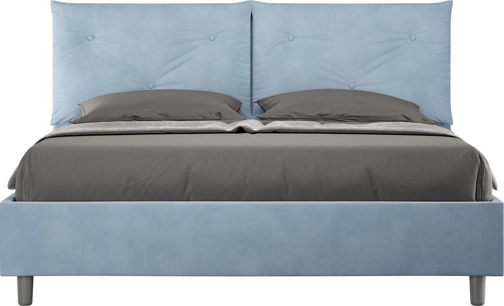 ITYHOME - Gepolstertes Bett mit Bettkasten 160x190 mit Mikrofaserbezug Himmelblau Appia