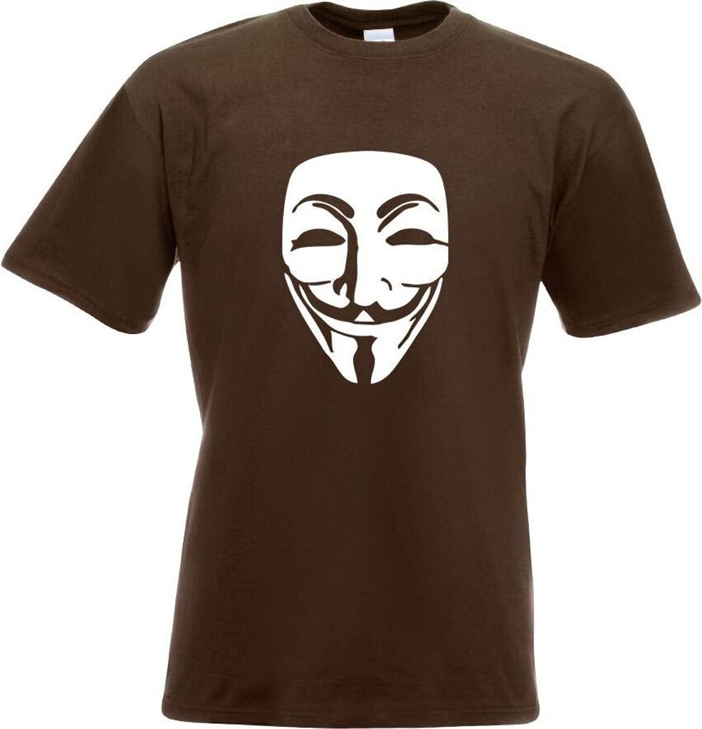 Kiwistar - T-Shirt - Chocolate - Anonymous Maske Motiv Bedruckt Funshirt Design Print - mit Motiv Bedruckt - Funshirt Design - Sport - Freizeit - H...