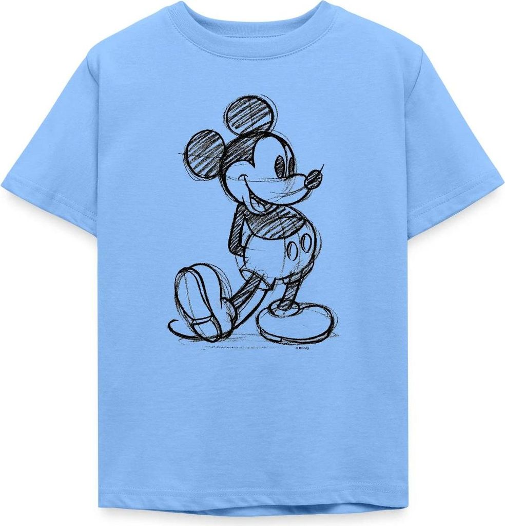Mickey & Minnie Zeichnung Kinder T-Shirt, 98/104 (3-4 Jahre), Himmelblau