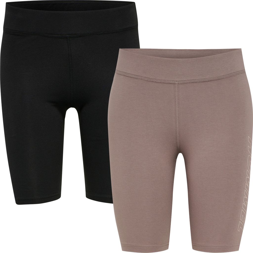 hummel hmlTE MAJA 2-PACK MW C TIGHT SHORTS - BLACK/DRIFTWOOD - S