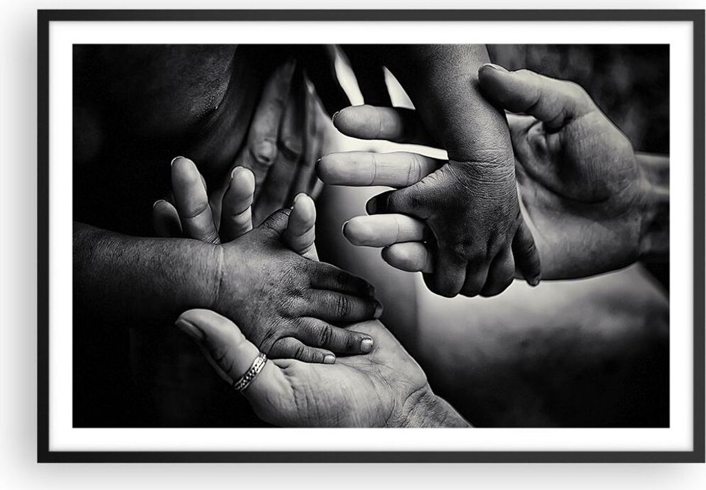 Gerahmtes Poster - Schwarzer Rahmen - Hände Toleranz Gemeinschaft - 91,5x61 cm - Wand Bild - Wanddeko - Wandbilder - Kunstposter - Wandposter - Bi...