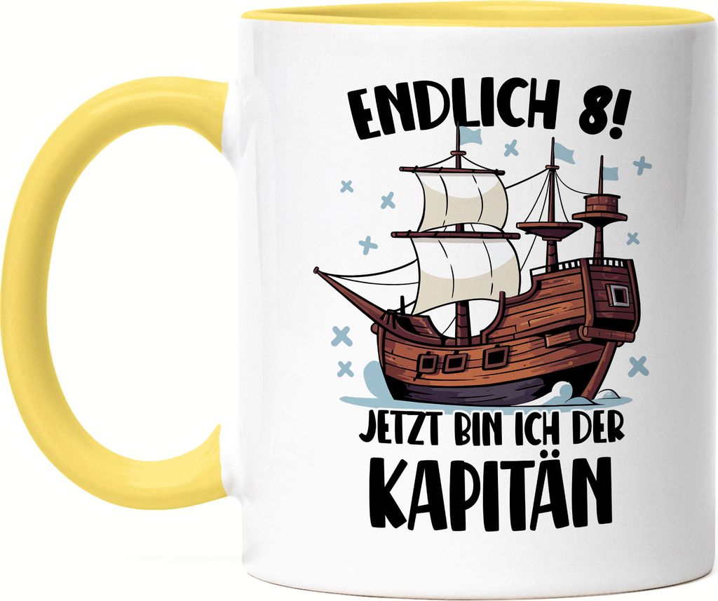 Geburtstag 8 Jahre Tasse Gelb 8 Jahre 8. Geburtstag Pirat Piraten Motto