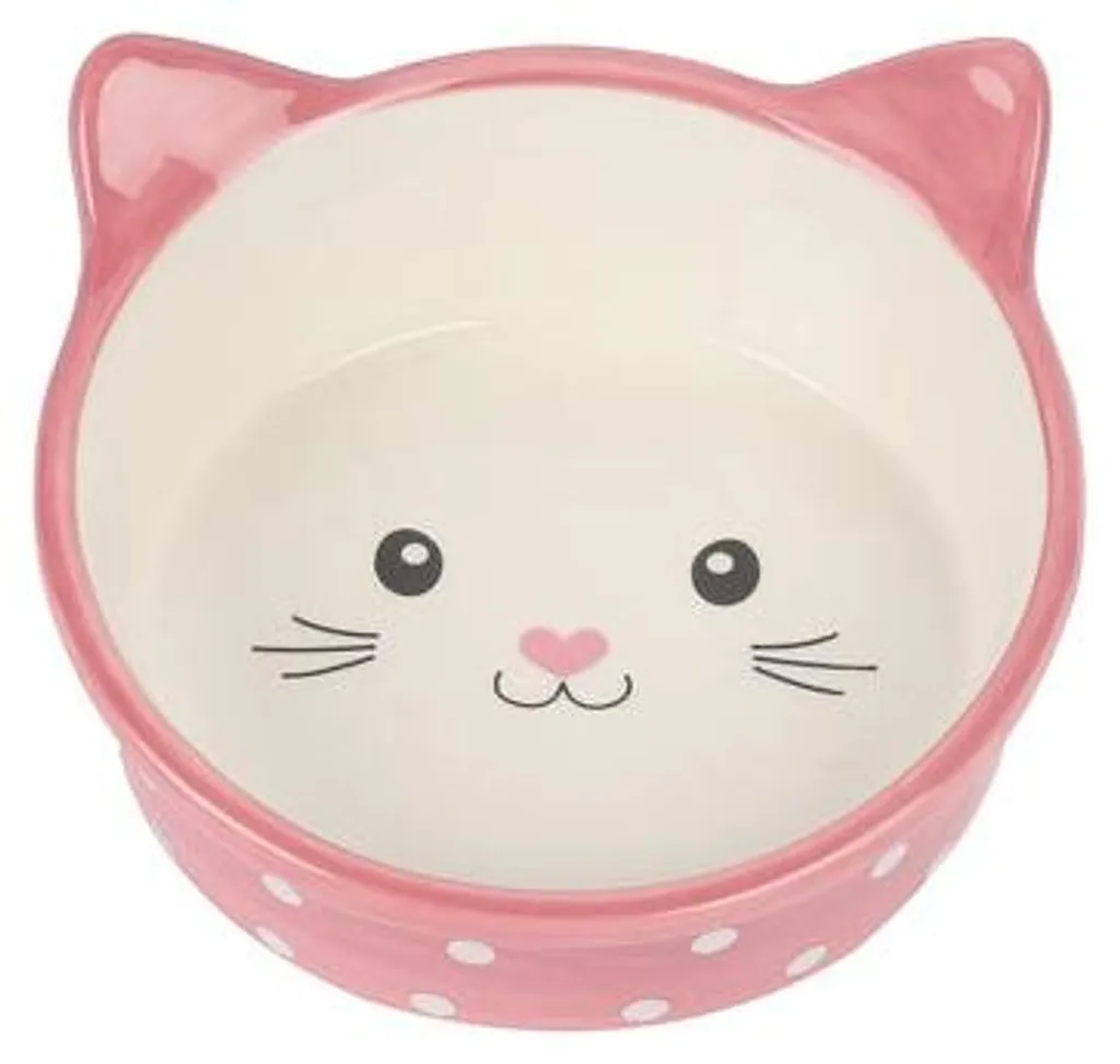 Gamelle Happy Pet Polka Pink et Cream pour Chat - Bol Design à Pois