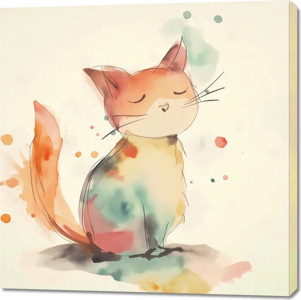 Quadro Gatto Artistico 100x100 - Riflessioni sulla Testa - Wall Decor