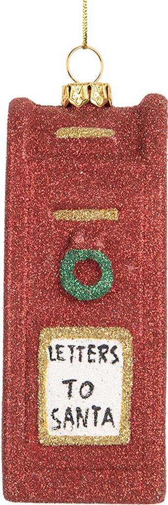 Clayre & Eef Weihnachtsanhänger Briefkasten 5x4x11 cm Rot Kunststoff