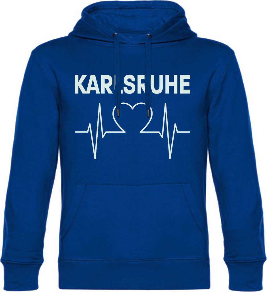 multifanshop Kapuzen Sweatshirt - Karlsruhe - Herzschlag, blau, Größe 3XL
