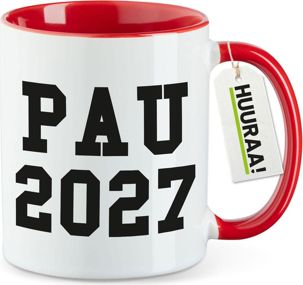 Huuraa Kaffeetasse PAU 2027 Abschluss Spanien 330ml Rot Keramik Kaffeebecher Geschenkidee